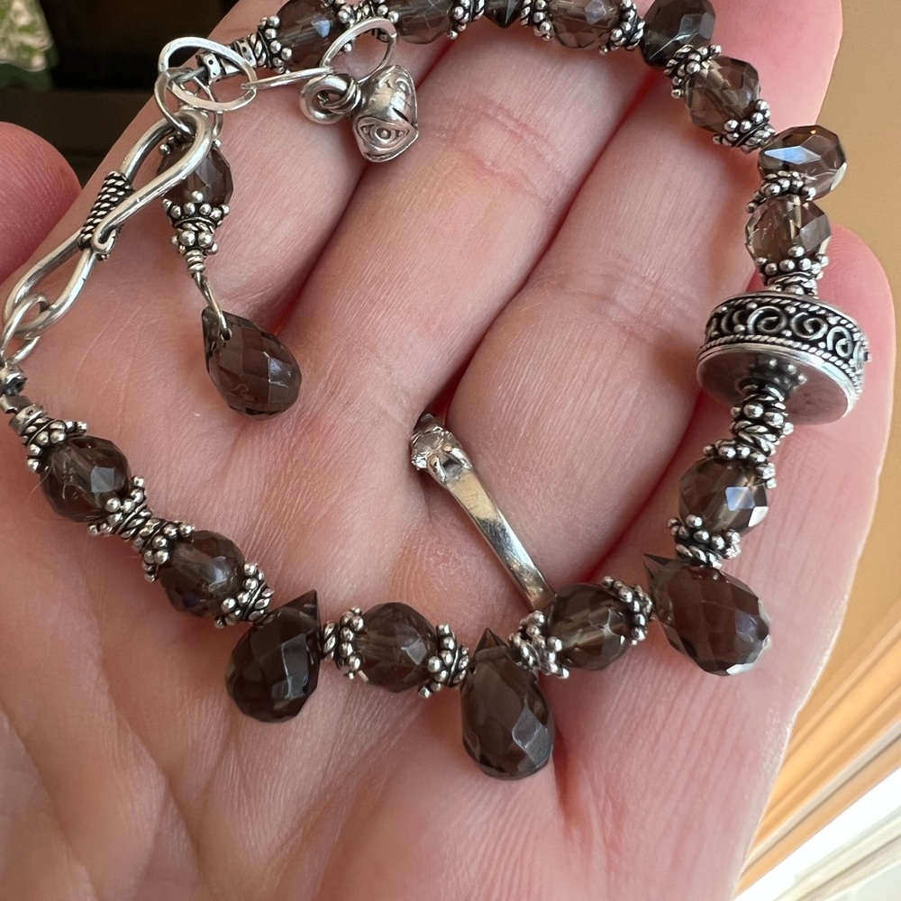 Smoky Quartz and sterling bracelet